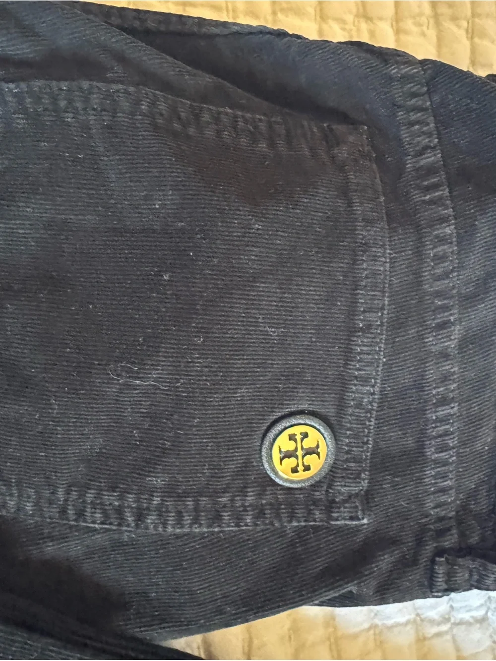 Tory Burch Black Pants with Orange Logo Tab